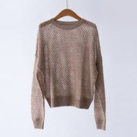 Articles populaires maintenant [Nouvel automne et hiver 2025] Mhair mélangé tricots paillettes creux pull pull femmes élégant haut vêtements