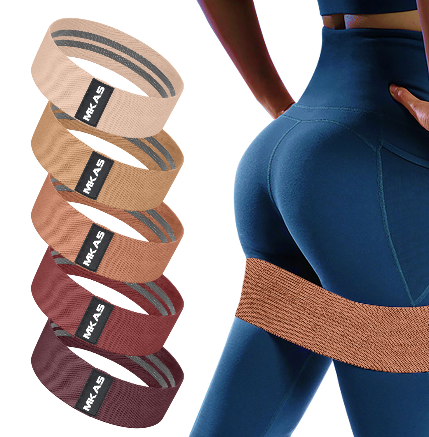 MKAS Bandas personalizadas resistentes para pernas para vender por atacado Bandas elásticas para academia fitness, ioga, exercícios e treino