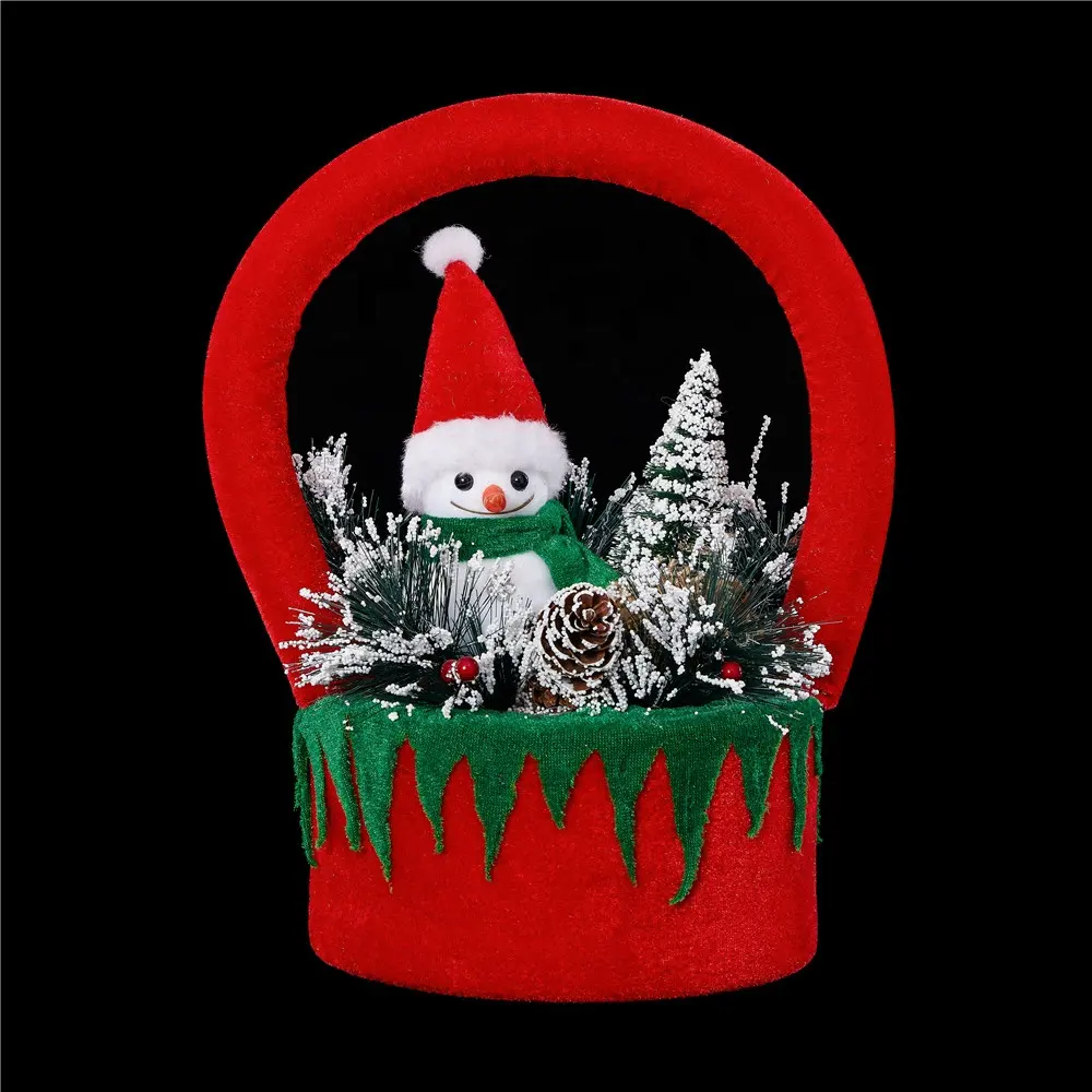 RUCHAO Navidad Christmas Ornament with Tree Xmas Gifts Red Basket Snowman Decoration