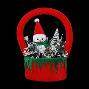 RUCHAO navido ornement de noël avec arbre cadeaux de noël panier rouge décoration bonhomme de neige