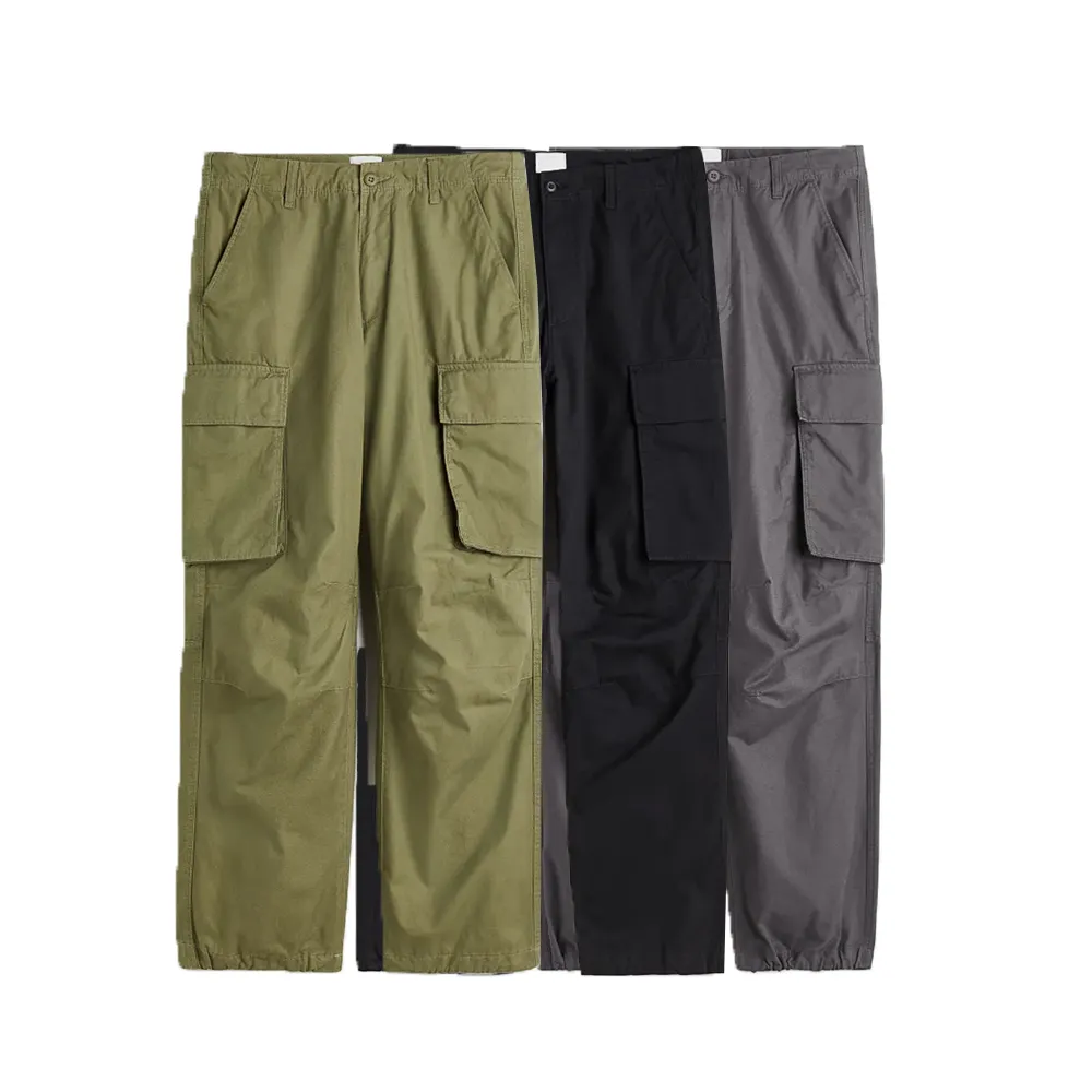 Custom Casual Pants Men's Fashion Loose Straight Wide Leg Pants Men Streetwear Hip-hop Pocket Cargo Pants Mens Trousers