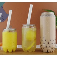 Canette en plastique transparente PET 330ml 500ml 650ml avec couvercle ouvrable et prêt à boire