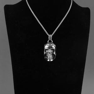 Colliers pendentifs design tête de crâne, bijoux punk hip-hop, accessoires pour garçons, bijoux gothiques en acier inoxydable moulé - Product Image 5