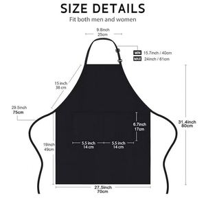 Wsy547 Custom Logo Black Restaurant Polyester Cotton Bib Grill Bbq Waterproof Cooking Chef <b>Kitchen</b> <b>Apron</b> for Women Men - Product Image 6