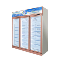 Congélateur vitrine commercial à température unique, à deux portes vitrées, pour supermarché