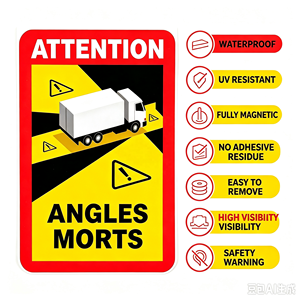 Avertisseur d'angle mort magnétique / Autocollant de sécurité entièrement magnétique haute visibilité <span class=keywords><strong>pour</strong></span> camions, fourgonnettes et véhicules de plus de 3,5T - Product Image 2