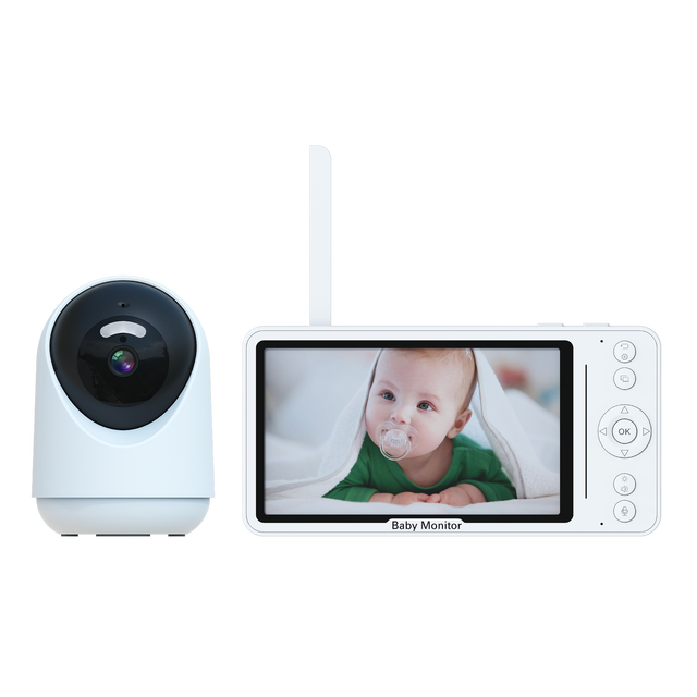 1080P HD Smart Home Security PTZ Camera with APP and 5 Inch Screen Humidity and Cry Detection Baby Monitor