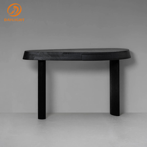 Contemporary Black Wooden Sculpted <strong>Mirrored</strong> <strong>Console</strong>/End Table for Villa Living Room Hotel Bedroom Rustic Decoration - Product Image 4