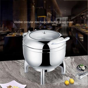 Olla caliente Base de sopa Ollas en stock de acero inoxidable de 11 litros Hervidor de sopa industrial Tapa de vidrio Buffet Calentamiento de alimentos Uso en restaurante - Product Image 2