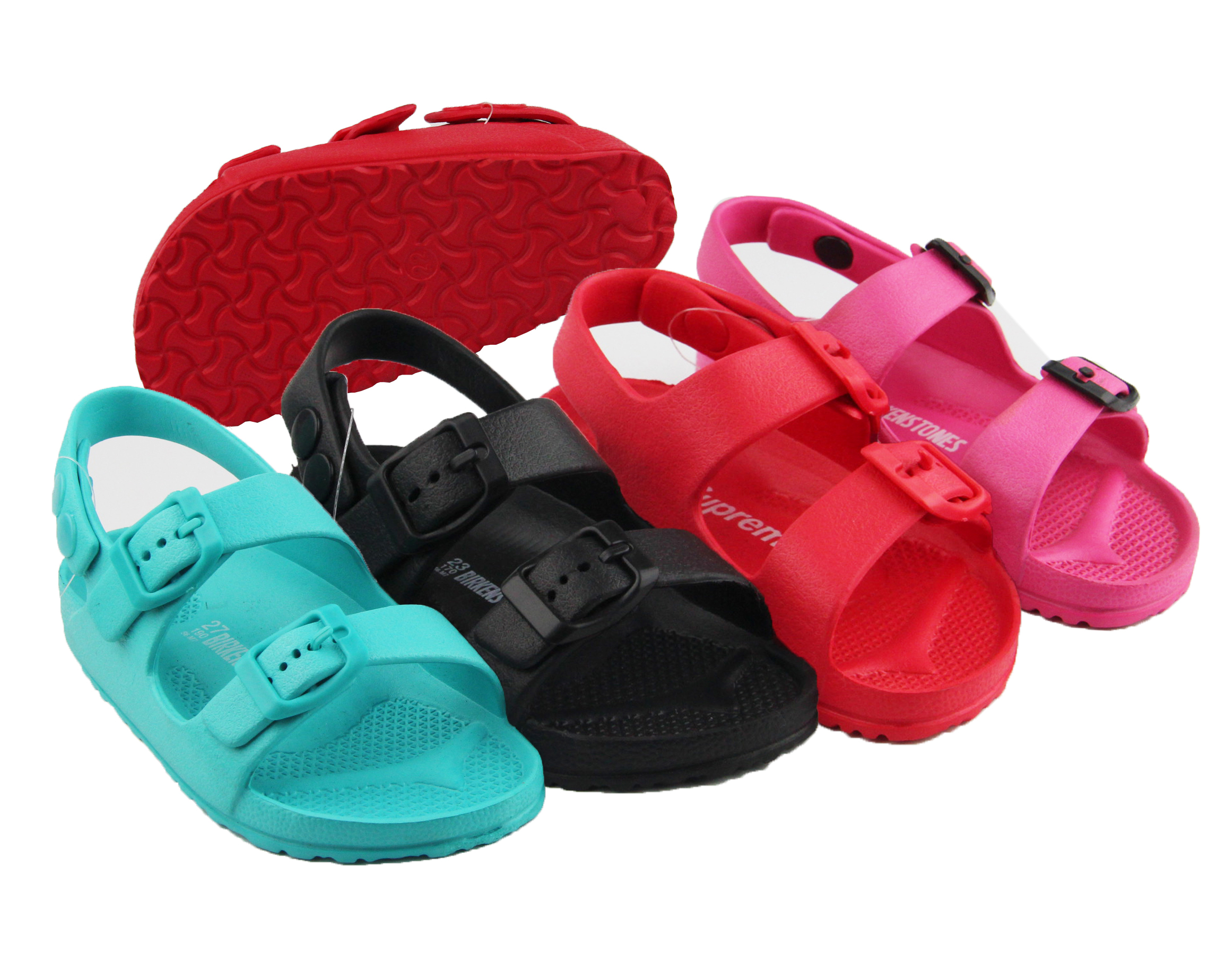 Летние детские сандалии EVA с мультяшным дизайном, Симпатичные уличные туфли с пряжкой, Тапочки