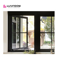 Fenêtre à cadre en aluminium de style américain Luvindow Fenêtre résidentielle à double vitrage sécurisé Ouverture à manivelle vers l'extérieur Fenêtre à battants