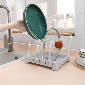 Support de couvercle de pot en plastique, porte-couverts de cuisine avec repose-cuillère, rangement de comptoir pour ustensiles de cuisine - Product Image 1