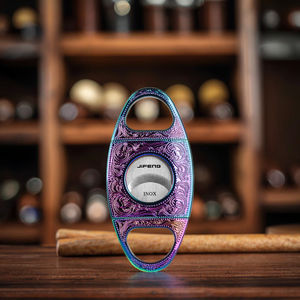 JIFENG JF-J06 blu metallo affilato in acciaio inox lame tagliasigari con scatola regalo in pelle - Product Image 3