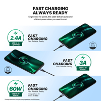 Kabel Charger Fantech DL4 USB A ke C 3A Kecepatan Tinggi Sinkronisasi Data Kabel Nilon Terjalin Tahan Lama untuk Ponsel Tablet Kabel Data