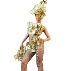 Gold cash costume worship party exaggerated plastic art design gogo bar ds costume sexy bikini performance clothes