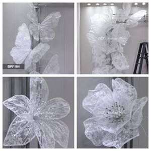 Fleur artificielle géante populaire pour mariage, type coquelicot et pivoine, avec feuilles en dentelle, pour décoration de fenêtre, fête et mariage - Product Image 2