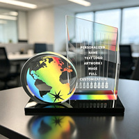Trophée en cristal Neelpure 187264 Rainbow Slab Globe - Gravure au laser personnalisable