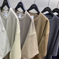 T-shirt oversize 100 % coton pour homme, délavé, à manches fendues, col rond, manches courtes, style streetwear