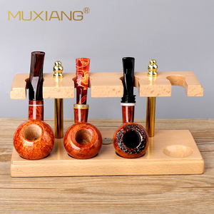 Muxiang Tobacco Pipe Stand 4 Position Straight Type Wooden Display Rack For Pipe Collection - Product Image 1