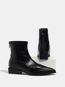 Venta al por mayor nuevo <span class=keywords><strong>Otoño</strong></span>/<span class=keywords><strong>Invierno</strong></span> estilo francés de moda versátil punta estrecha tacón grueso cremallera Martin botas - Product Image 6