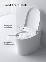 WC intelligent avec capteur radar, chasse automatique, double chasse, lavage arrière, sécheur d'air et siège chauffant, compatible S-Trap/P-Trap, télécommande incluse