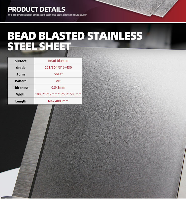 2438mm Length Sandblasted Stainless Steel Plate For Kitchen Cabinet Decor