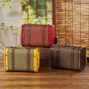 Retro Wooden <b>Storage</b> <b>Box</b> With Leather Trim Flip <b>Lid</b> Decorative Organizer For Living Room Bedroom Study - Product Image 1