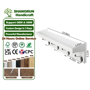 Étagère <span class=keywords><strong>murale</strong></span> flottante vintage en bois <span class=keywords><strong>pour</strong></span> entrée et salon, avec bar détachable et étagères à lattes <span class=keywords><strong>pour</strong></span> chapeaux et manteaux - Product Image 1