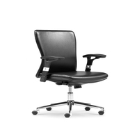 Chaise de bureau de direction en cuir, accoudoirs fixes contemporains, base en acier inoxydable véritable, hauteur réglable, chaise de conférence haute