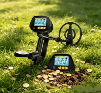 Détecteur de métaux souterrain avec écran LCD et bobine de recherche étanche, facile à utiliser pour la recherche d'or et de trésors, idéal comme cadeau