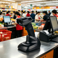 Lecteur de codes-barres portable Android à grande vitesse pour entrepôt, mini sans fil 2,4 GHz USB RS232, codes QR, PDF417, 1D, 2D, supermarché, conforme ROHS, en stock