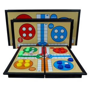 Penjualan laris murah set permainan catur ludo terbang tiga ukuran permainan papan catur lipat magnetik untuk grosir