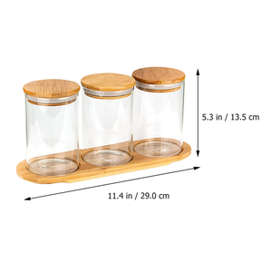 240ML High Borosilicate Glass <b>Jars</b> Bamboo Lids Detachable Design Multifunctional Food <b>Storage</b> Containers <b>Kitchen</b> Including - Product Image 6