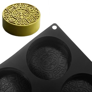 Molde de Silicona para Pastel con Diseño del Calendario Maya, 6 Cavidades Redondas, 7.8cm, Herramienta Decorativa para Postres y Fondant - Product Image 3