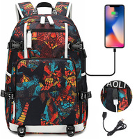 Sac à dos Oxford imprimé avec port USB, unisexe, grande capacité, pour adolescents et étudiants, idéal pour le voyage et le quotidien, en nylon, pour le dropshipping transfrontalier.