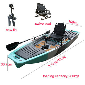 Kayak de pêche motorisé à pédales en HDPE, 10,5 pieds, à monter sur le dessus, pour une personne, utilisation en mer, nouveau système de gouvernail - Product Image 3