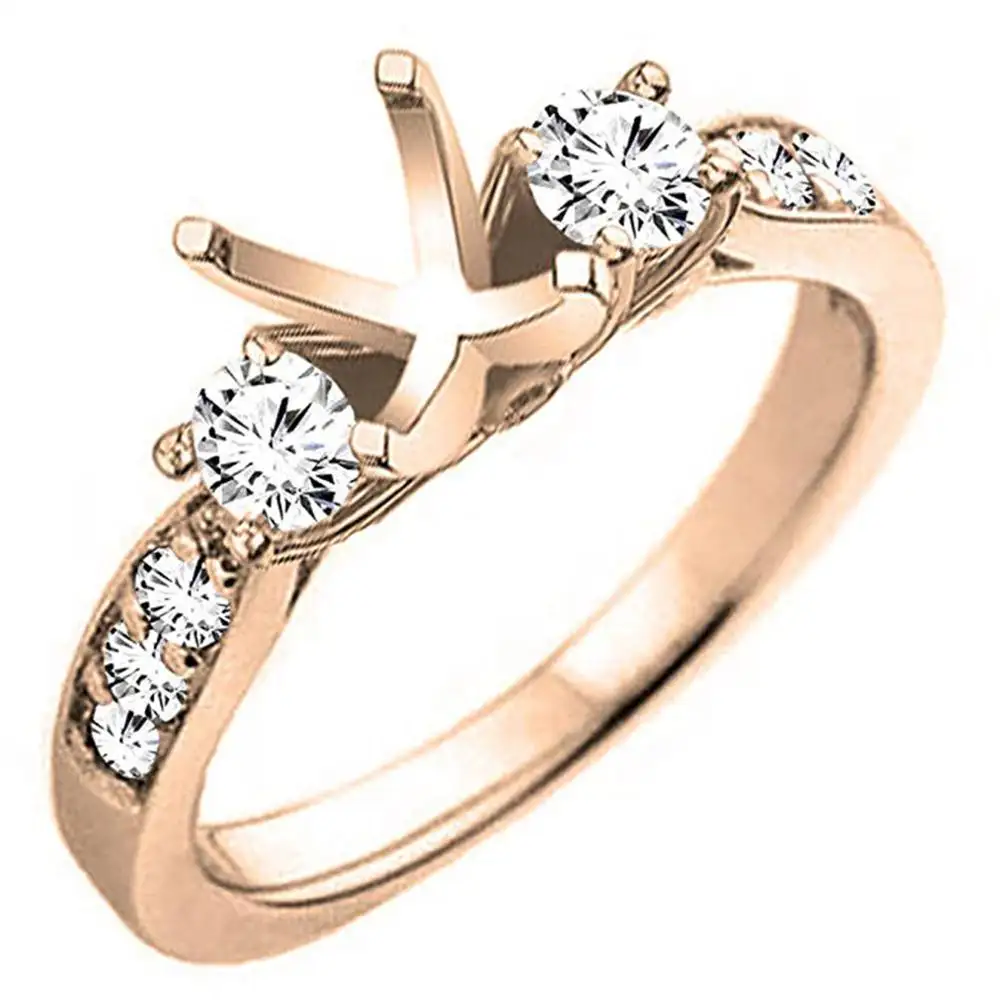 Anel de diamante dourado branco 14k, anel redondo 7.0mm semi montante, aniversário de casamento personalizar, joia