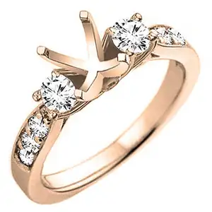 Solid 14k White Gold Diamond Round 7.0mm Ring Semi Mounting Wedding Ring Anniversary Customize Jewelry