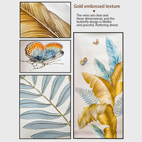 Affiches et impressions abstraites de plantes, art mural nordique pour salon, feuilles, fleurs, peinture 3D sur toile en cuir gaufré
