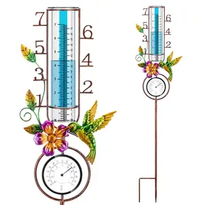 7-Inch Glazen Regenmeter Met Grote Aantallen Afneembare Paal Voor Tuinthermometer Buiten Tuinversieringen