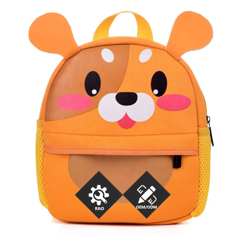 zoo animal orange dog custom new cartoon cute kids backpack for girls boys