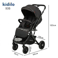 Poussette de voyage Kidilo 535 légère et pliable avec cadre en acier inoxydable et tissu Lycra, système de transport portable pour bébé, capacité 20 kg
