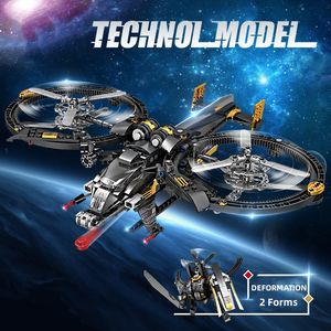 1921B <span class=keywords><strong>Jouet</strong></span> de construction 2-EN-1 : Hélicoptère Robot de Science-Fiction Transformable, Modèle de Navire de Guerre, 459 Pièces, Ensemble de Briques STEM DIY - Product Image 6