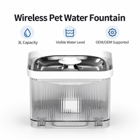 Fontaine à eau automatique pour chats et chiens, 3W, sans fil, avec pompe, bol en acier inoxydable, certifiée CE FCC RoHS, OEM ODM