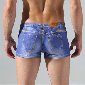 Sous-vêtements en jean pour hommes amusants et tendance, imprimés en 3D, caleçons en <span class=keywords><strong>coton</strong></span> pour hommes, caleçons, sous-vêtements, shorts élastiques, caleçons - Product Image 1