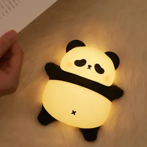 Sáng Tạo Panda Bé Trẻ Em Quà Tặng Đèn Ánh Sáng Ban Đêm LED Kawaii Phòng Trang Trí Nội Thất Ngủ Silicone Huggable Ánh Sáng Ban Đêm