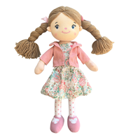 Poupée de Chiffon en Peluche Personnalisée de 35 cm, Mini Fille, Jouet Doux et Tendance avec Robe à Fleurs Rose et Manteau, Direct Fabricant