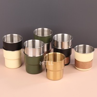 Tasse à café en acier inoxydable 304 avec logo personnalisé, finition anodisée satinée, capacité de 300 ml, tasse de camping en plein air, plusieurs couleurs