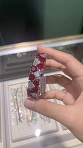 Bracelet en rubis de laboratoire en forme de cœur, avec silicone et perles d'imitation, style élégant pour les occasions festives - Product Image 5