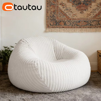 Housse de pouf moderne inclinable en fausse fourrure de lapin OTAUTAU pour l'hiver et Noël DD234 sans rembourrage inclus